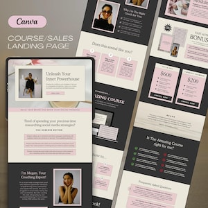 Canva-sjabloon voor cursusverkooppagina, bestemmingspagina online cursus, coachingverkooppagina, sjabloon voor hoog converterende verkooppagina's Zakelijke verkooptrechter
