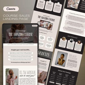 Canva-sjabloon voor cursusverkooppagina, bestemmingspagina online cursus, coachingverkooppagina, sjabloon voor hoog converterende verkooppagina's Zakelijke verkooptrechter