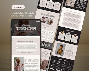 Course Sales Page Canva Template, Online Course Landing Page, Coaching Sales Page, High Converting Sales Page Template Business Sales Funnel