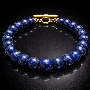 Lapis Lazuli T-Bar Toggle Bracelet, Wedding Jewelry for Groom, Men's Luxury Street fashion