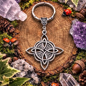 Witches Knot Keychain Protection Charm Keyring Wiccan Keychain Witches protection symbol Pagan accessory gift Sigel pendant Gothic keychain