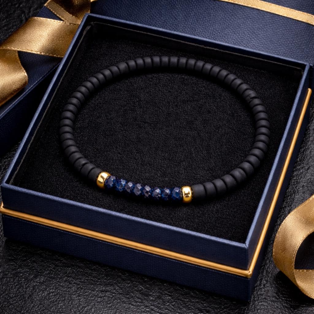 Blue Leather Gold Bracelet - Etsy