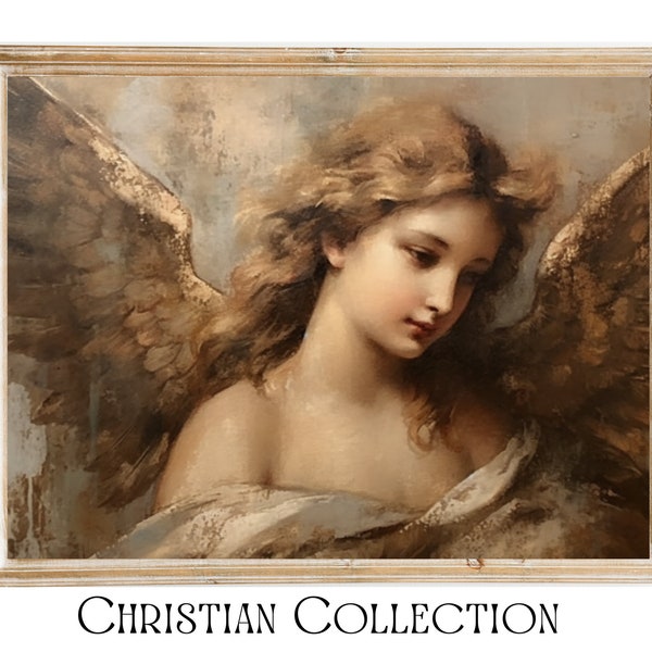 Guardian Angel art print, Guardian Angel art, Digital download, Christian printable Art, Jpg Download, Home wall Décor, Cherubim art gift