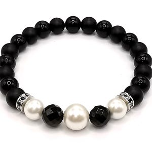 Pearl Bracelet, June birthstone jewellery Gift, 30th Anniversary husband gift Healing Gemstone Bracelet Pearl jewellery for men