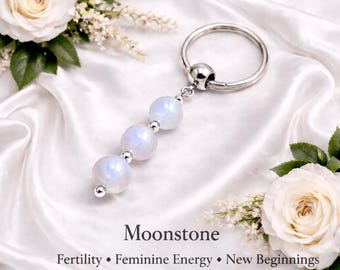 Porte-clés en pierre de lune, breloque pour la fertilité Énergie divine féminine, accessoires en cristal de sorcière, cadeau spirituel