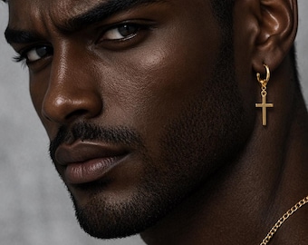 Gold Cross Dangle Earring for Men • Unisex Streetwear Fashion Accessories