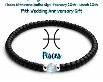 Aquamarine Gemstone Bracelet, March birthstone jewellery, 19th anniversary husband gift, Birthday gift for him