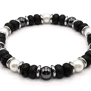 Men&#39;s Pearl Bracelet June birthstone jewellery Gift 30th Anniversary husband gift Beach bracelet for men with ocean themed gemstone bracelet