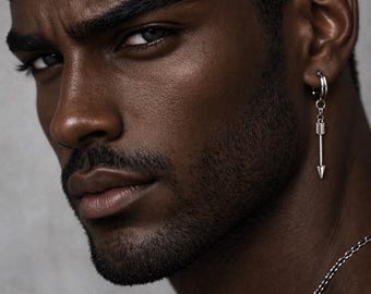 Arrow Earring, Trendy Men's Hoop Earrings, Tribal jewellery, Masculine Streetwear Gift for Him