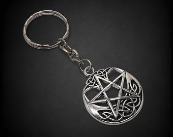 Llavero con pentagrama protector, amuleto wiccano, accesorios paganos, regalo para casa nueva
