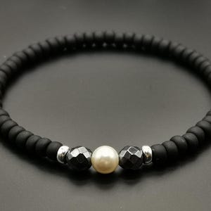Parelarmband, cadeau geboortesteen juni, cadeau echtgenoot 30e verjaardag Healing edelsteenarmband Parelsieraden voor mannen