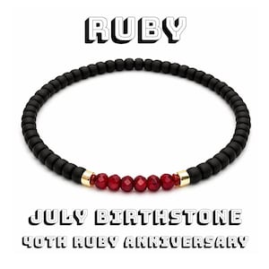 ルビーの誕生石ブレスレット 7月の誕生石ジュエリー 彼への40周年記念の誕生日プレゼント お父さんへの誕生日プレゼント 夫への18周年記念のプレゼント