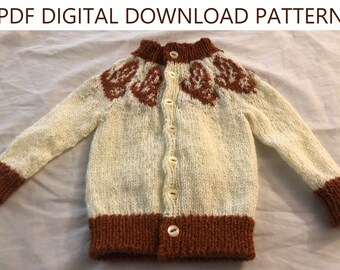 Baby Cardigan Knitting Pattern for 6-12 months - Butterflies - PDF Digital Download