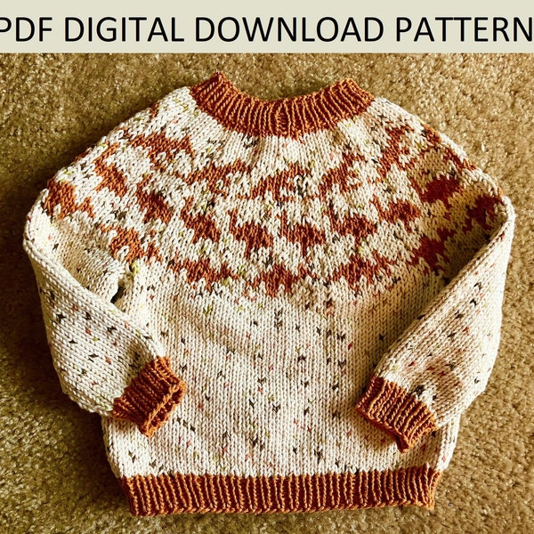 Toddler Child Pullover Knitting Pattern for 12-18 months - Kangaroo & Emu - PDF Digital Download