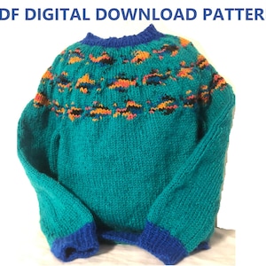 Child Pullover Knitting Pattern for 4-5 years - Fish - PDF Digital Download