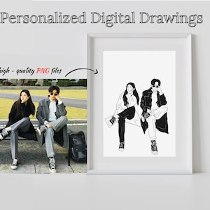 Line Art Portrait vom Foto – Minimalistisches Paar Zeichnung – Digitales Jubiläum Geschenk für Sie/Ihn – Geschenk zur Hochzeit