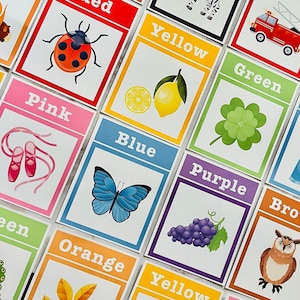 Flashcard a colori Schede flash per apprendimento a colori educazione per neonati, bambini in età prescolare, asili nido, homeschool, decorazioni per aule stampabili digitali