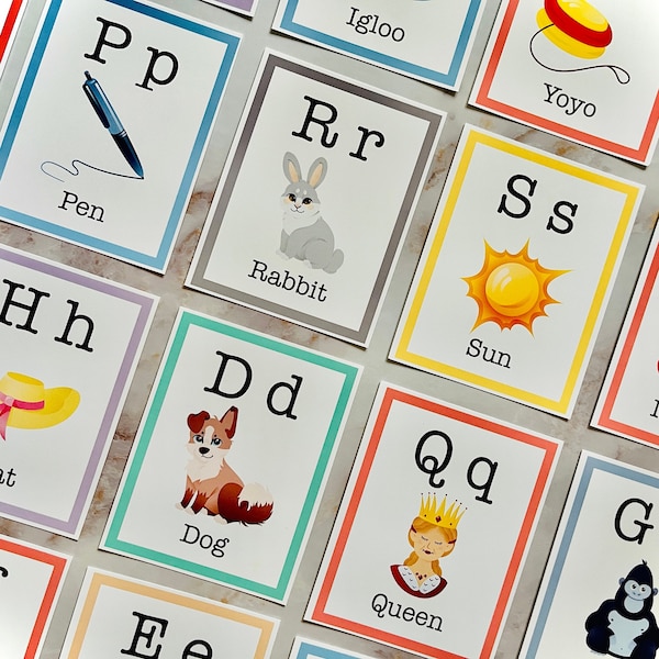 ABC flashcards Alphabet card counting card for baby toddler preschool kindergarten homeschool phonics classroom decor printable digital
