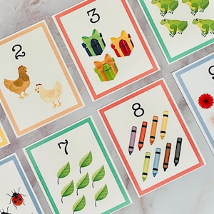 Number flashcards one to ten numbers learning flash cards education baby toddler preschool kindergarten classroom decor printable digital
