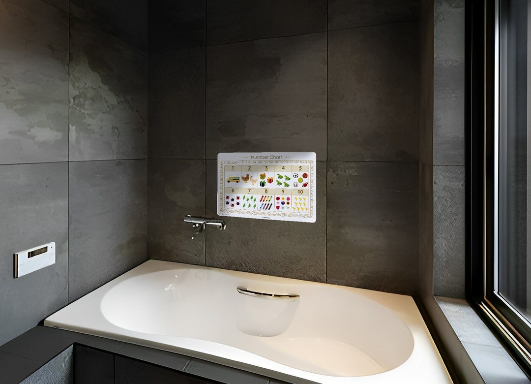 Bathtime Number Learning Alphabet Poster Number Waterproof Bathroom ...