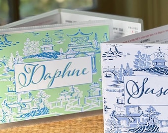 Personalized Mahjong Card Sticker | Chinoiserie NMJL or Big Card Decal (Optional Sleeve) | 19 patterns