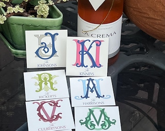 Gift Tags or Stickers: 2 Color Personalized Monogram | 8 Color Combinations