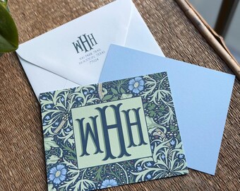 Monogram Stationery Notecards: 4 Variations | Personalized Thank You Notes | Shadow Fishtail