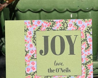 Personalized Joy Holiday Tag | Monogrammed Gift Cards or Stickers