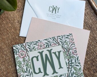 Monogram Stationery Notecards: 4 Variations | Personalized Thank You Notes | Shadow Fishtail | Robert Morris