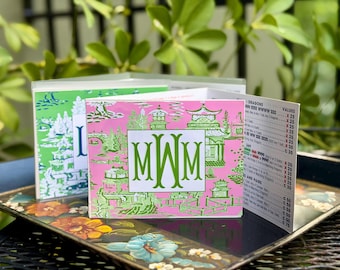 Personalized Mahjong Card Sticker | Monogram Vinyl Decal for NMJL & Big Card (Optional Sleeve) | 18 patterns