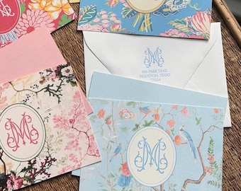 Monogram Stationery Notecards: 4 Variations | Personalized Thank You Notes | Duogram