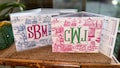 Personalized Mahjong Card Sticker for NMJL or Big Card | Chinoiserie Pagoda Monogram | Optional Sleeve | 18 patterns