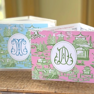 Personalized Mahjong Card Sticker | Chinoiserie Monogram Vinyl Decal | NMJL or Big Card (Optional Sleeve) | 19 patterns afbeelding 1