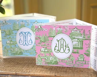 Personalized Mahjong Card Sticker | Chinoiserie Monogram Vinyl Decal | NMJL or Big Card (Optional Sleeve) | 19 patterns