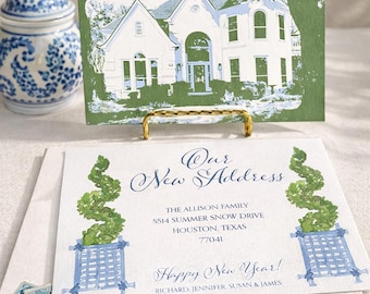 Custom House Portrait Notecards: New Home Address Cards