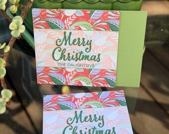Christmas Vintage Tag | Stickers | Green | Personalized | Family Initial Gift Calling Enclosure Cards