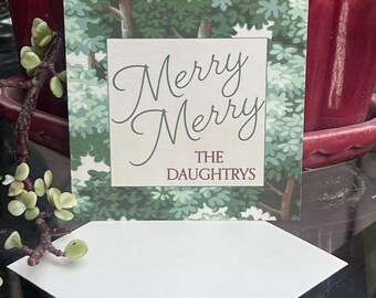 Merry Merry Tag Tree  | Stickers | Toile Green |Personalized | Family Initial Calling Enclosure Cards