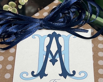 Gift Tags or Stickers: 2 Color Personalized Monogram | 8 Color Combinations