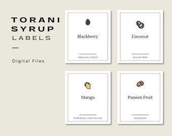 Etiquetas para jarabe Torani • Etiquetas para organizar la despensa • Etiquetas para organizar el jarabe de café • Etiquetas descargables para jarabe de café