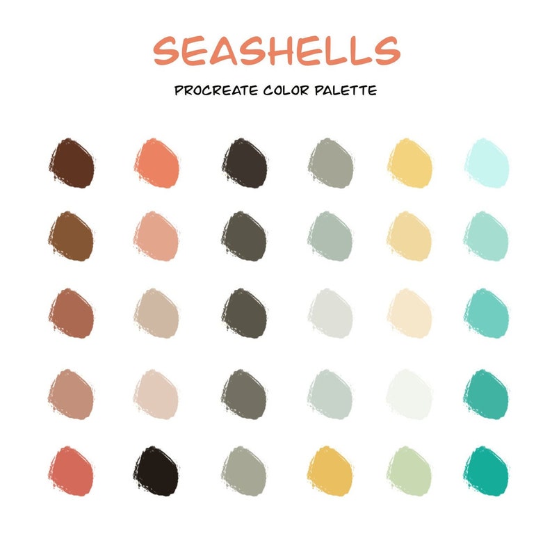 Seashells Procreate Color Palette Seashell Color Palette Etsy