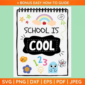 School Is Cool Doodle Drawings SVG, Retro Smiley Face Svg, Apple Svg, Kindergarten Svg, Positive Svg, Math Teacher Svg, Teacher Quotes Svg