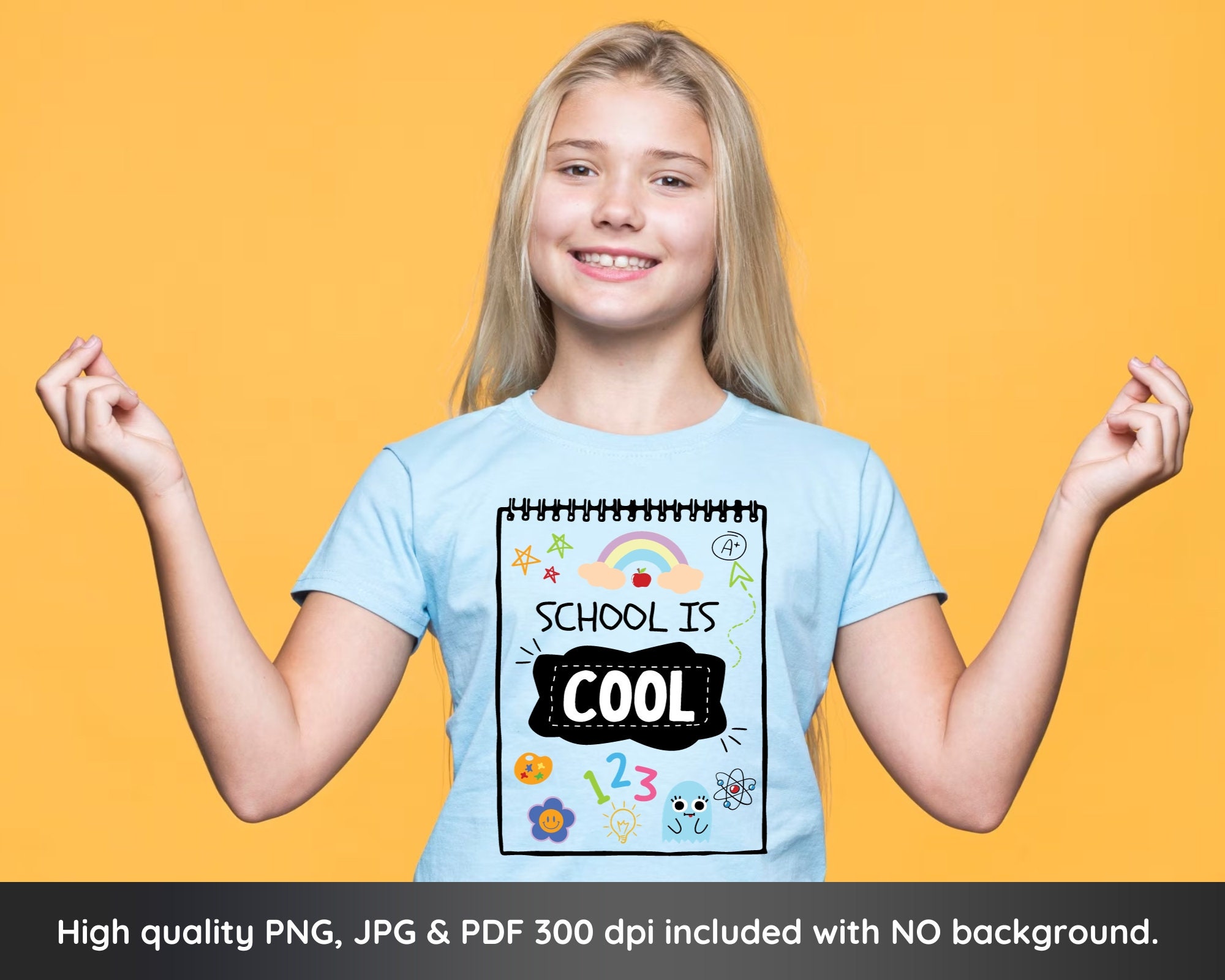 Schule ist cool Doodle-Zeichnungen SVG, Retro-Smiley-Gesicht-Svg, Apple