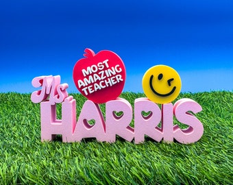 Porte-nom personnalisé pour enseignant, décoration de bureau avec breloques