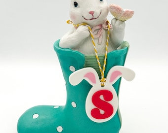 Étiquette personnalisée pour oeuf de Pâques, initiales de lapin, imprimée en 3D