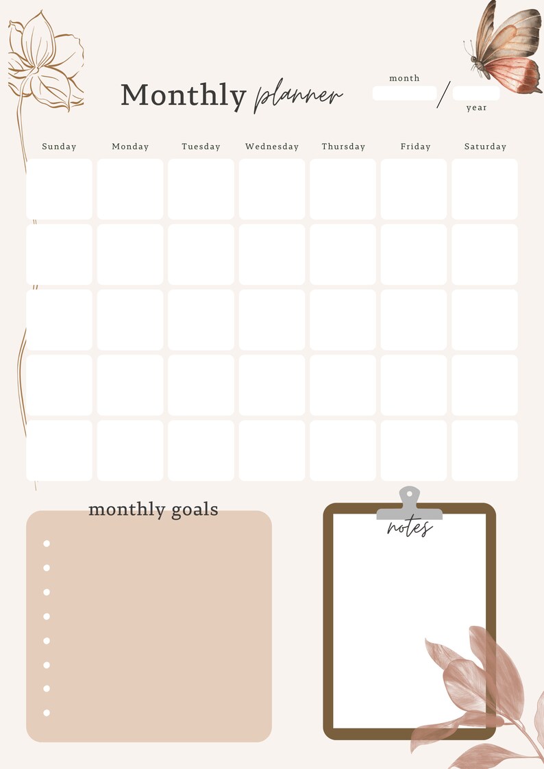 Monthly Planner Goodnotes Template Undated Monthly Planner Etsy