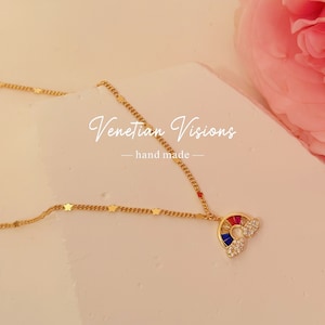 14K Gold Rainbow Necklace | LGBTQ+ pride necklace | Handmade Waterproof Chain | Pride Gift
