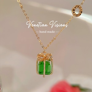 【OV】cube sugar necklace Serein S925 Sterling Silver Sugar Cube Diamond Necklace