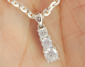 925 Sterling Silver Brilliantina cable CZ Necklace, sparkle stone charm and Brilliantina chain, CZ pendant for men and women, perfect gift