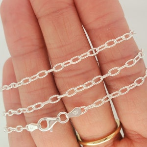 Fancy 925 Sterling Silver dainty Wire oval loop Necklace, Paperclip 2.8mm in all lengths with durable lobster clasp, Layer chain