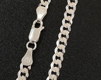 925 Sterling Silver Italian 5mm Curb Cuban Link Chain in all lengths 18"20",22",24",26", men's chain, a perfect gift